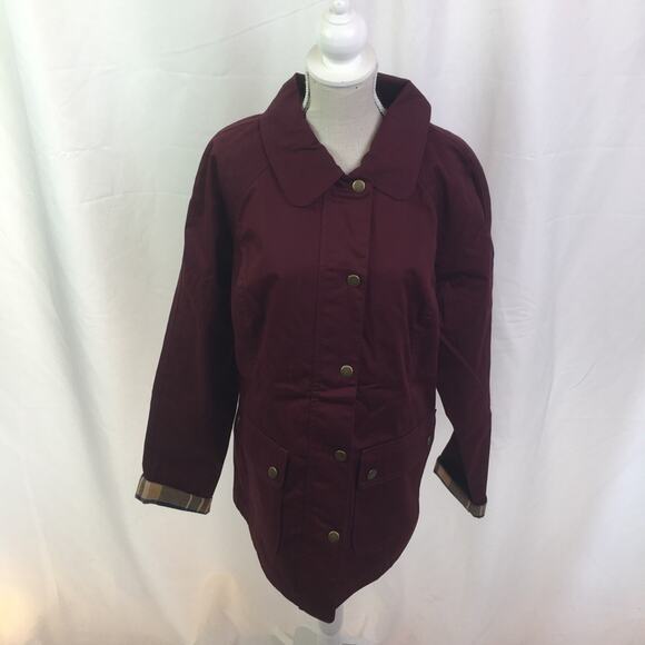 Denim&Co hi lo snap button Jacket wine burgundy XS - Picture 13 of 16